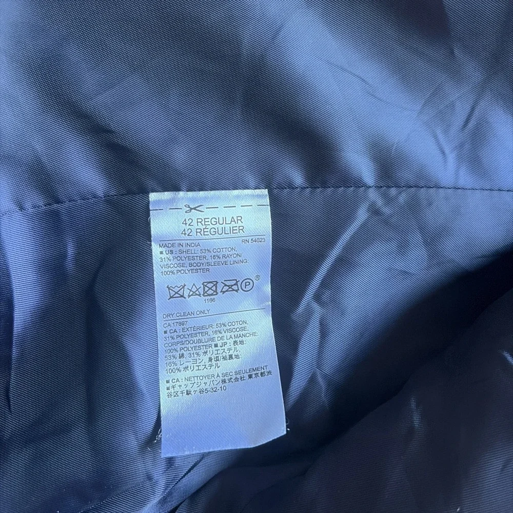 Banana Republic Sport Coat Blazer Men 42R Slim Fit Blue Cotton Poly Rayon Check